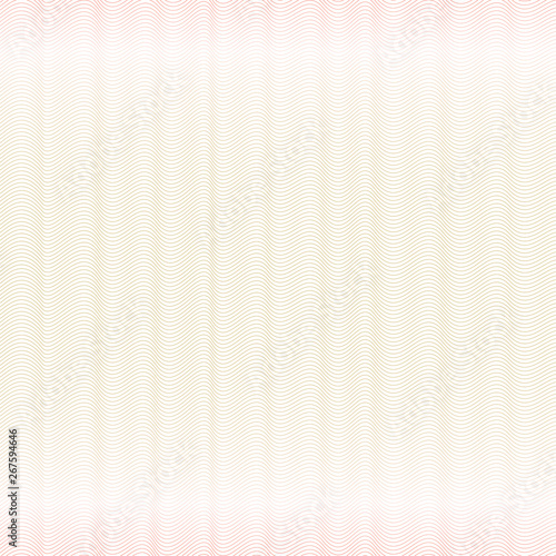 Squiggle thin lines, light brown watermark design. Simple guilloche pattern. Soft gradient. Vector abstract wavy background. Template for money, banknote, document, diploma, certificate secure. EPS10