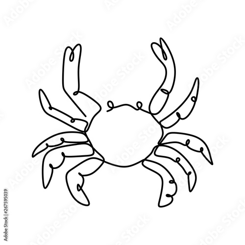 Crab one line drawing minimalist design continuous style
