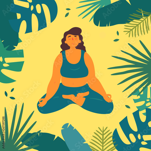Woman in lotus yoga ardha padmasana asana pose