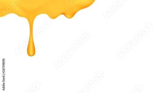 honey dripping with honey dipper isolated on white background, honey liquid drop golden of honeycomb for banner graphic, honey drip splash flowing from top, syrup sweet and sticky flowing splash drip