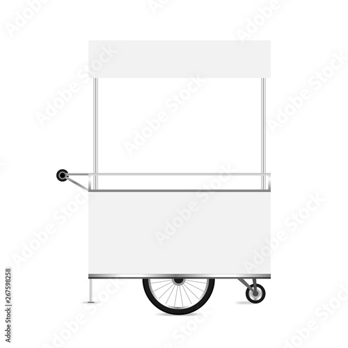 kiosk white, template blank of kiosk wheels cart stock clip art for design, kiosk empty for design of market and exterior symbol, set of market food outdoor, wheels cart kiosk for business small shop