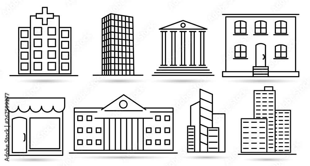 Real Estate Thin Line icons. Vector Outline Design Symbols for web.