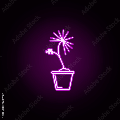saw palmetto in pot neon icon. Elements of flower set. Simple icon for websites, web design, mobile app, info graphics