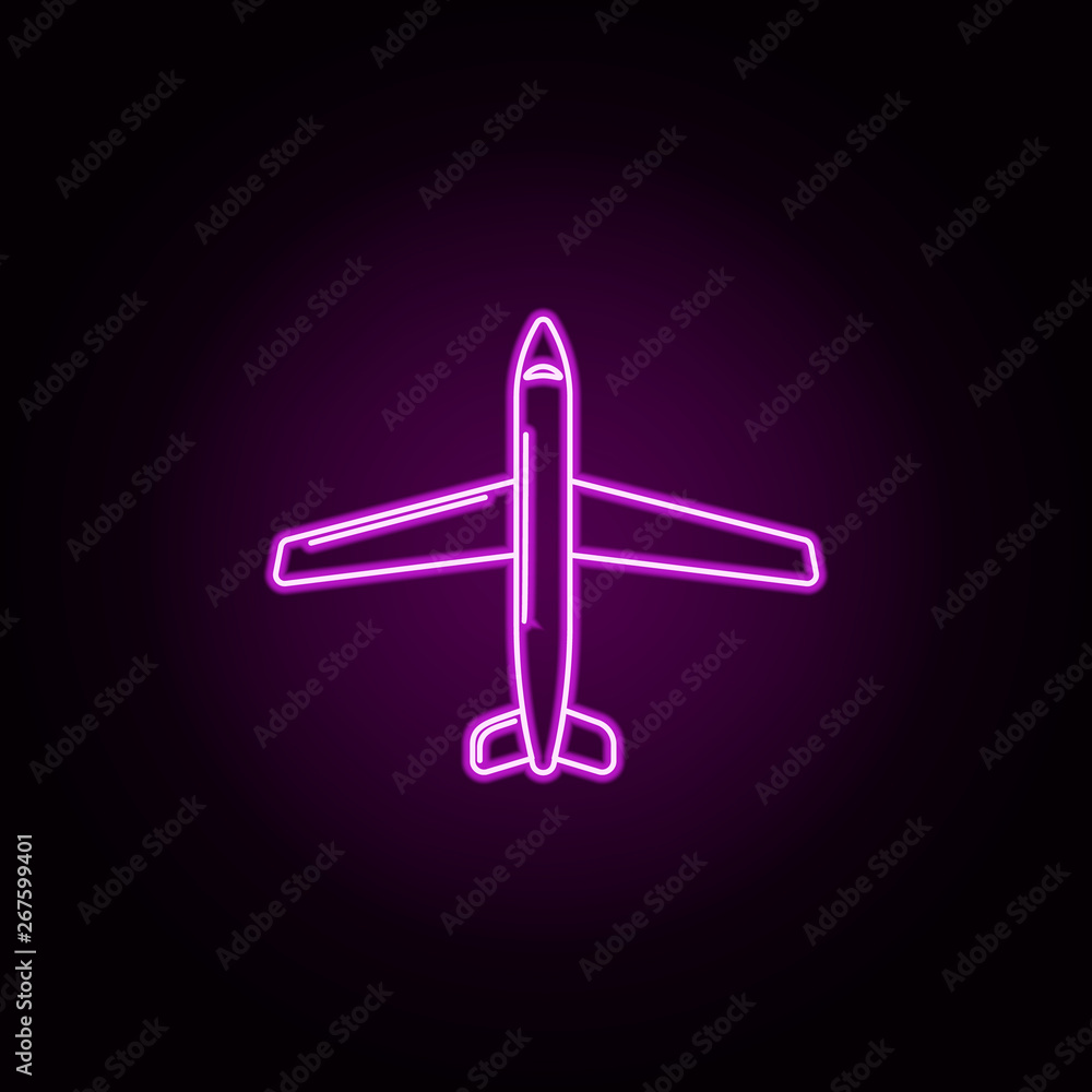 Aircraft neon icon. Elements of airport set. Simple icon for websites, web design, mobile app, info graphics Aircraft neon icon. Elements of airport set. Simple icon for websites, web design, mobile app, info graphics