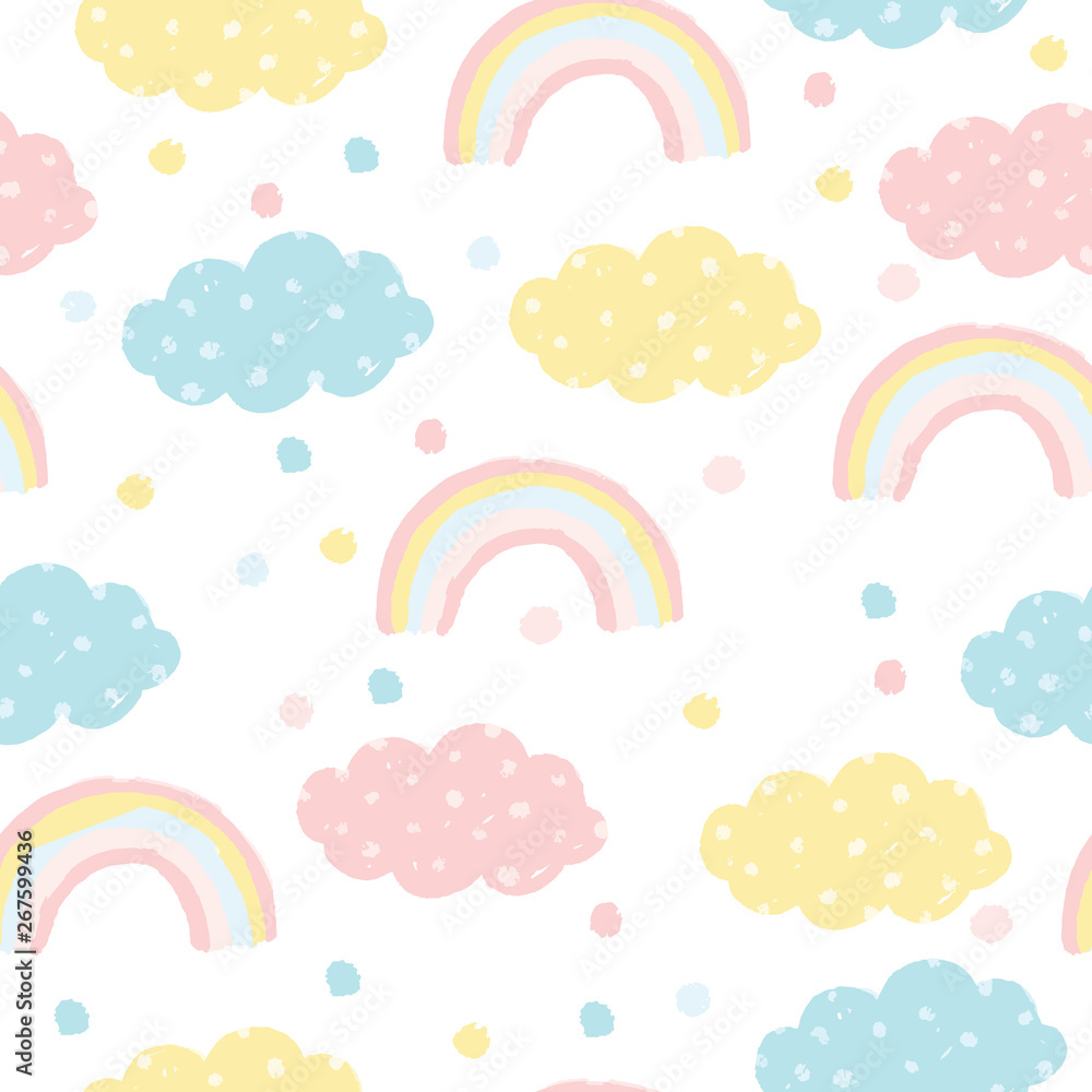 cute pastel rainbow and clouds seamless pattern for kids cute pastel rainbow and clouds seamless pattern for kids