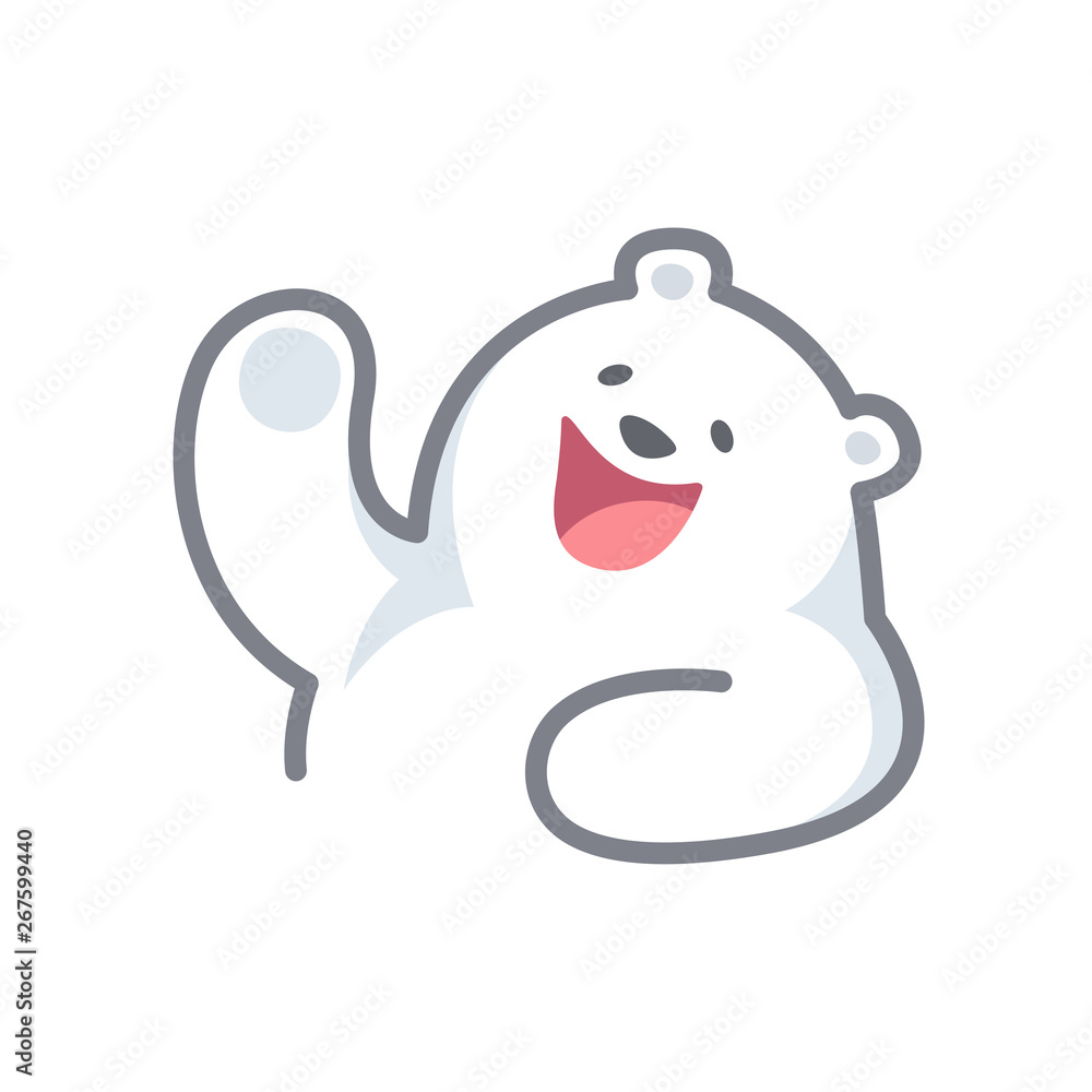 Vecteur Stock white bear cartoon character cute isolated on white