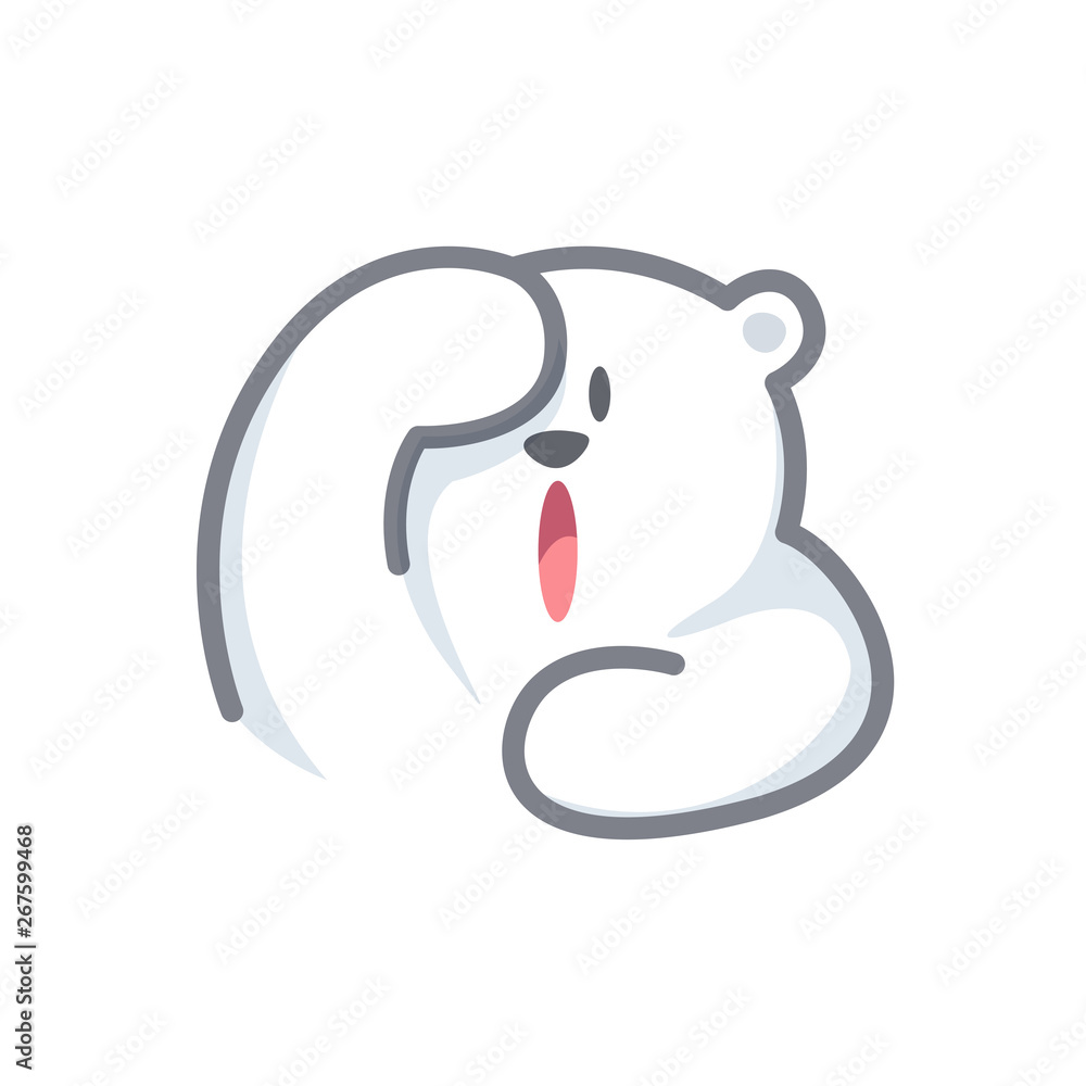 white bear cartoon character cute isolated on white background