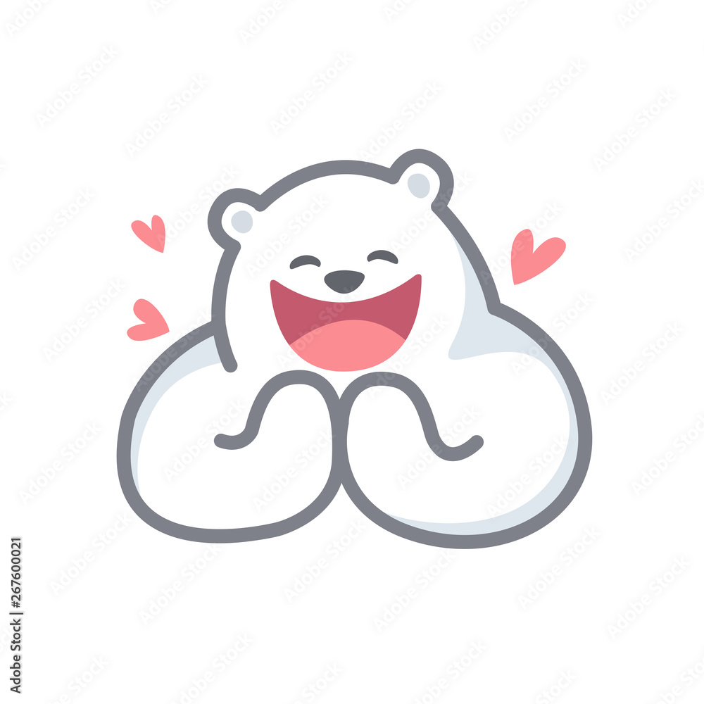 white bear cartoon character cute isolated on white background