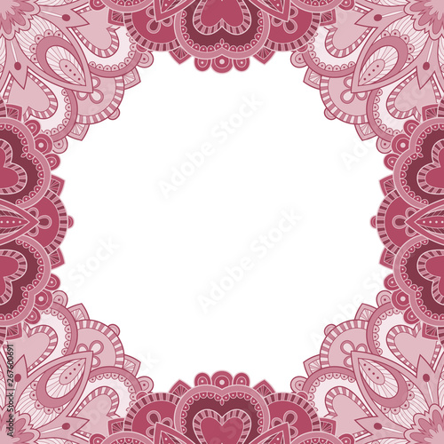 Abstract floral decorative frame for greeting card or invitation in ethnic style