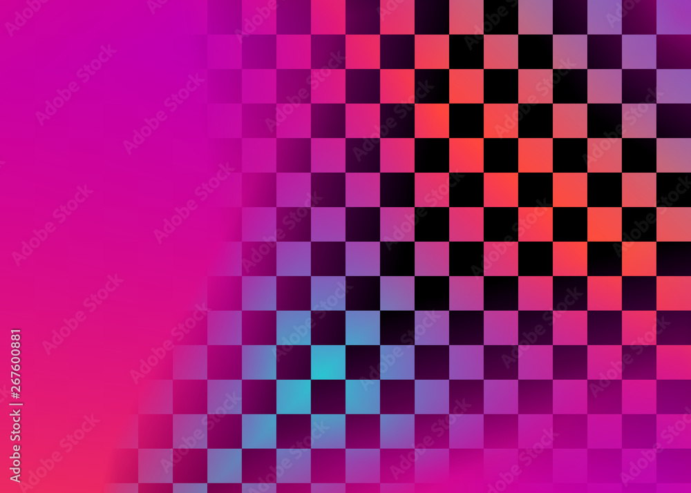 Fototapeta premium Colorful abstract checkered glowing background. Extra large design element.