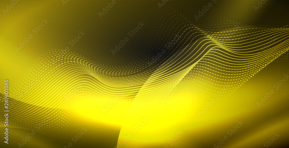 Glowing abstract wave on dark, shiny motion, magic space light. Techno abstract background Glowing abstract wave on dark, shiny motion, magic space light. Techno abstract background