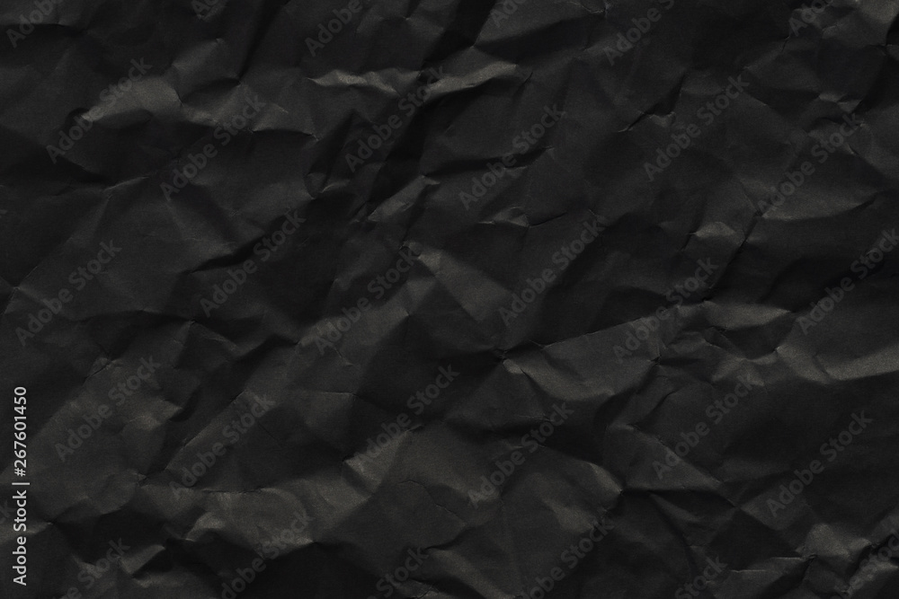 black paper texture background, crumpled pattern