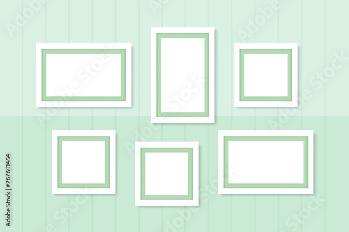 picture frames white template on wall green pastel, frame cute for family love picture, set of vintage frames picture chic luxury on pastel green wall, picture frames for photo art gallery