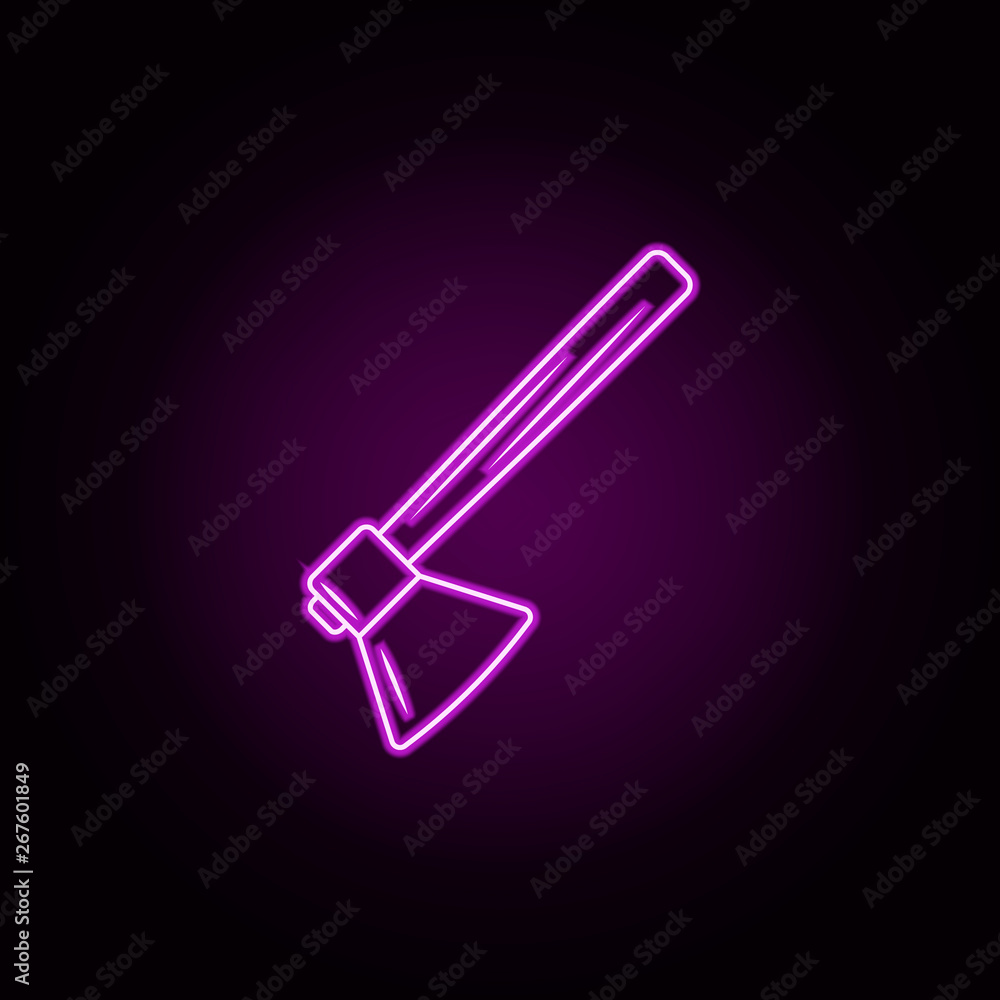 Ax neon icon. Elements of fireman set. Simple icon for websites, web design, mobile app, info graphics Ax neon icon. Elements of fireman set. Simple icon for websites, web design, mobile app, info graphics