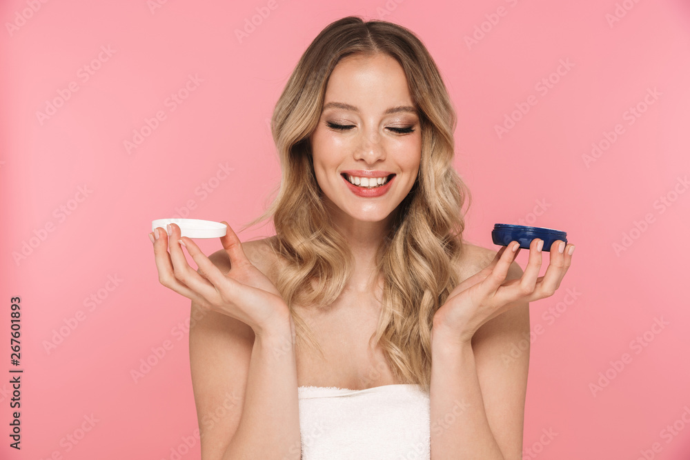 Portrait of a beautiful young girl with blonde curly hair