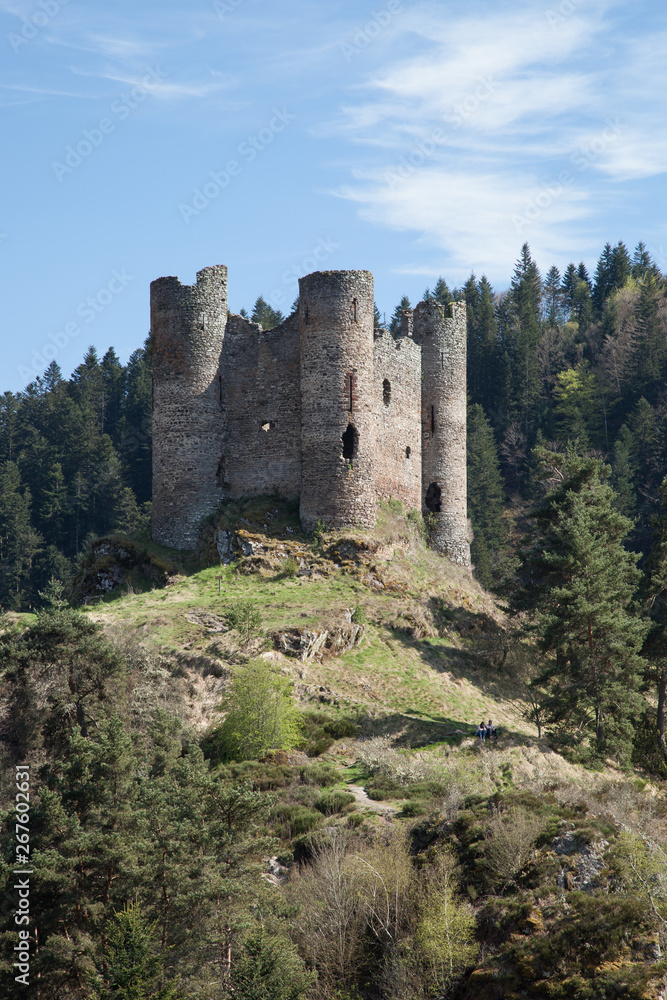 Le château d'Alleuze (Cantal) sur son promontoire