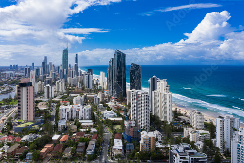 View of Surfers Paradise and Broadbeach on the Gold Coast looking from the south