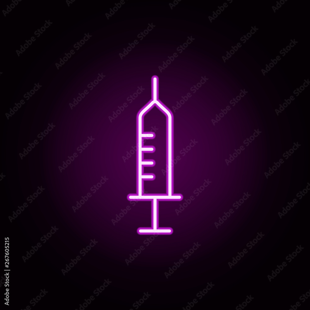 syringe neon icon. Elements of hospital set. Simple icon for websites, web design, mobile app, info graphics syringe neon icon. Elements of hospital set. Simple icon for websites, web design, mobile app, info graphics