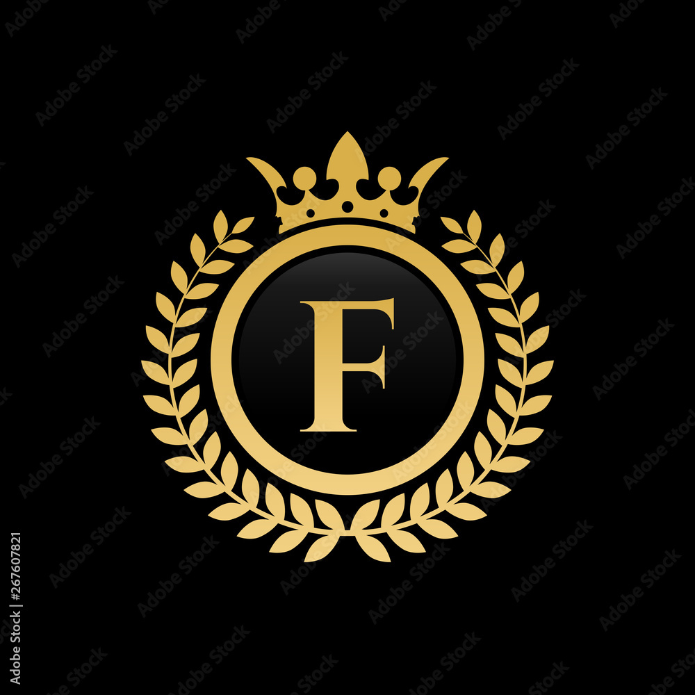 Fototapeta premium F initial royal crown logo
