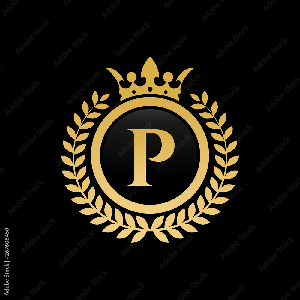 Naklejka premium P initial royal crown logo