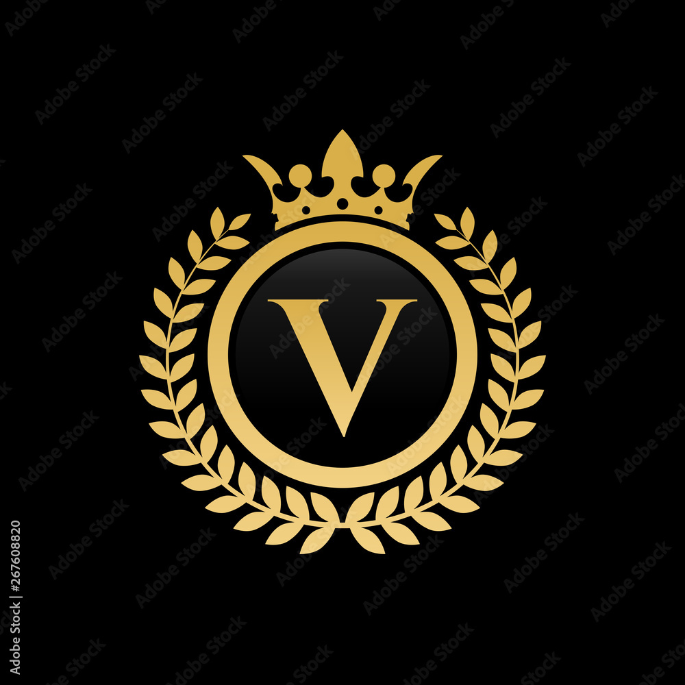 Naklejka premium V initial royal crown logo