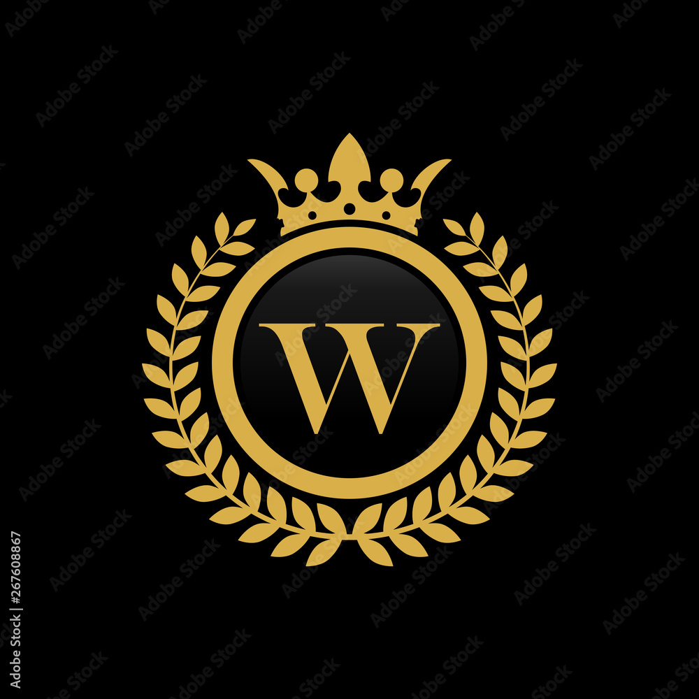 Naklejka premium W initial royal crown logo