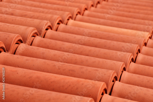 Elements of red tile roof