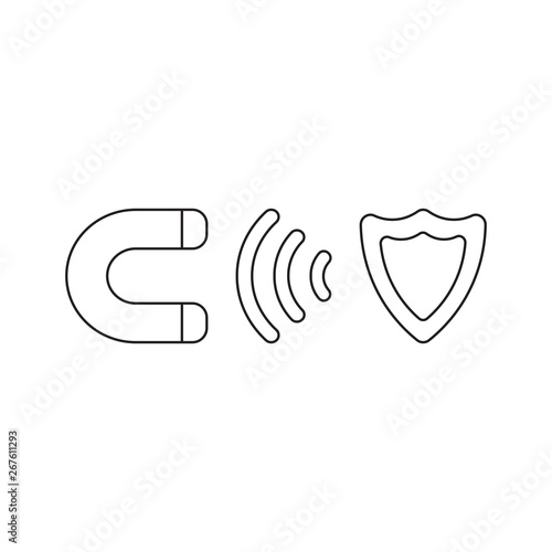 Vector icon concept of magnet attracting shield.