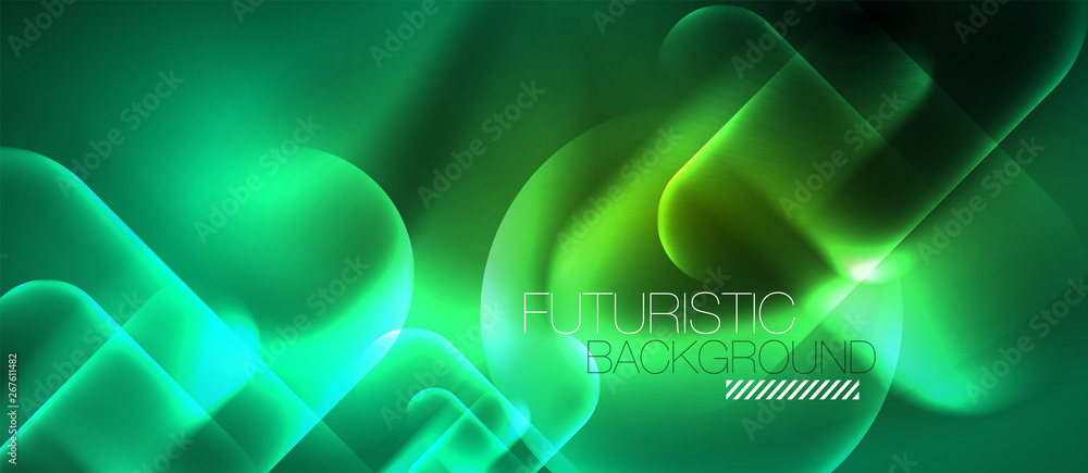 Neon glowing techno lines, blue hi-tech futuristic abstract background template Neon glowing techno lines, blue hi-tech futuristic abstract background template