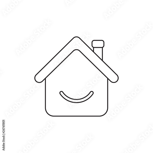 Vector icon concept of house with smiling mouth.