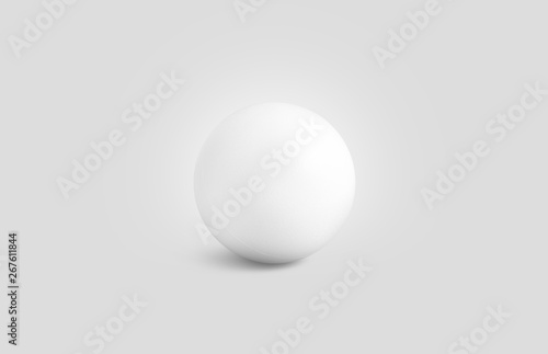 Blank white stress ball mockup front view isolated, 3d rendering. Clear empty stres reliever balloon mock up design template. Diy squeeze mesh toy for fist. photo
