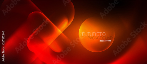 Neon glowing techno lines, blue hi-tech futuristic abstract background template