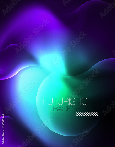 Shiny metallic neon waves vector design