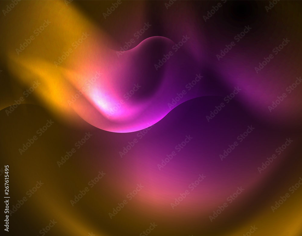 Fototapeta premium Shiny neon geometric waves template