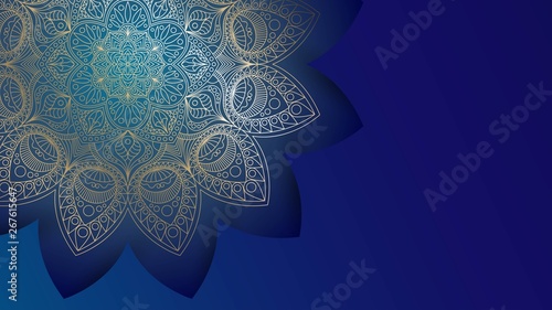 Background with golden mandalas, round indian pattern, muslim pattern