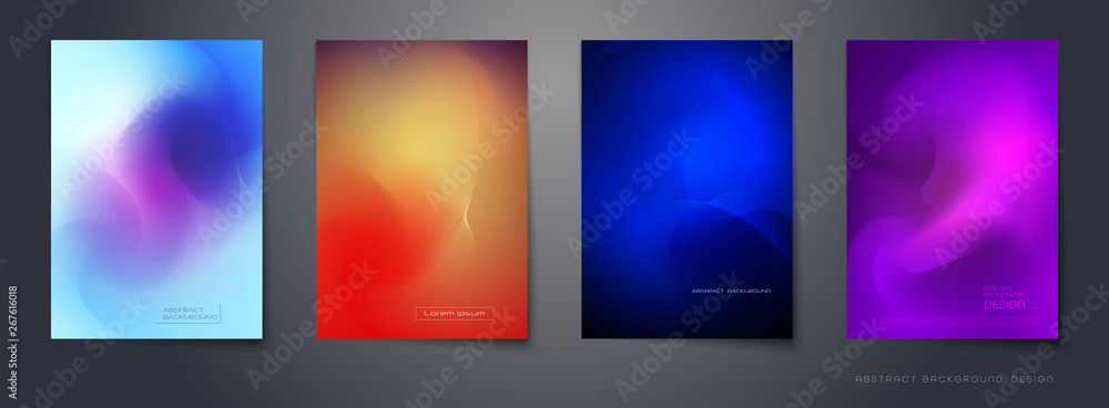 Fototapeta premium Vector set of abstract background, Composition colorful fluid abstraction, holographic and gradient color design for backgrounds. Layout template for banner, poster, wallpaper, flyer, brochure