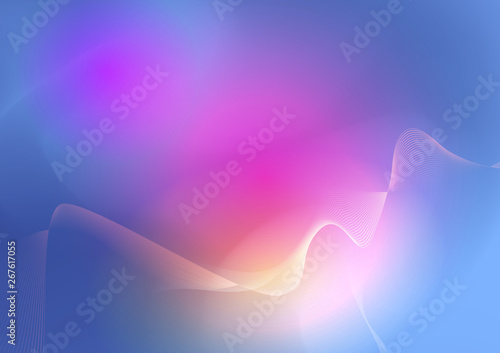 Vector illustration abstract wavy, wave, line and blurred gradient mesh in bright color background. Dynamic minimal wave line composition design in A4 size, layout for wallpaper, flyer, poster, banner