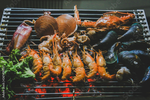 Grilled seafood, street food