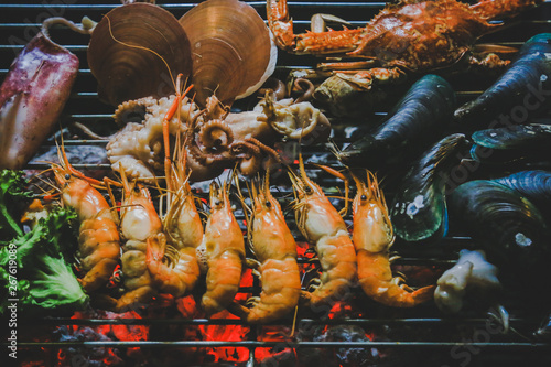 Grilled seafood, street food