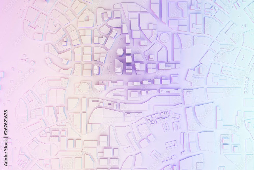 low poly cityscape in pastel colors