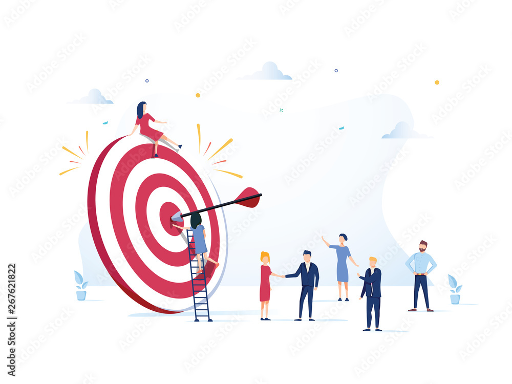 Business Vision, big target with people, teamwork, people run to their goal, move up motivation, target achievement Business Vision, big target with people, teamwork, people run to their goal, move up motivation, target achievement