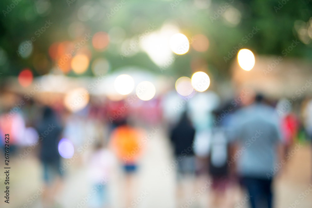 abstract blur image of day festival in garden with bokeh for background usage