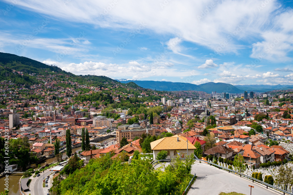 Panorama of Sarajevo, the capital city of Bosnia and Herzegovina