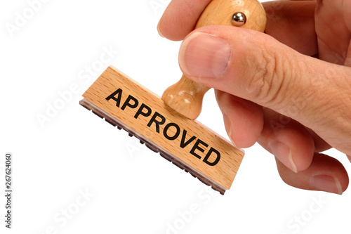 Approved printed on rubber stamp