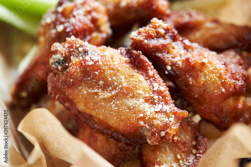 Deep fried chicken wings with seasoning