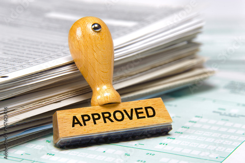 Fotografia Approved printed on rubber stamp