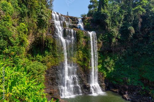Tad Fan waterfall in The deep forest in Southern of Laos 