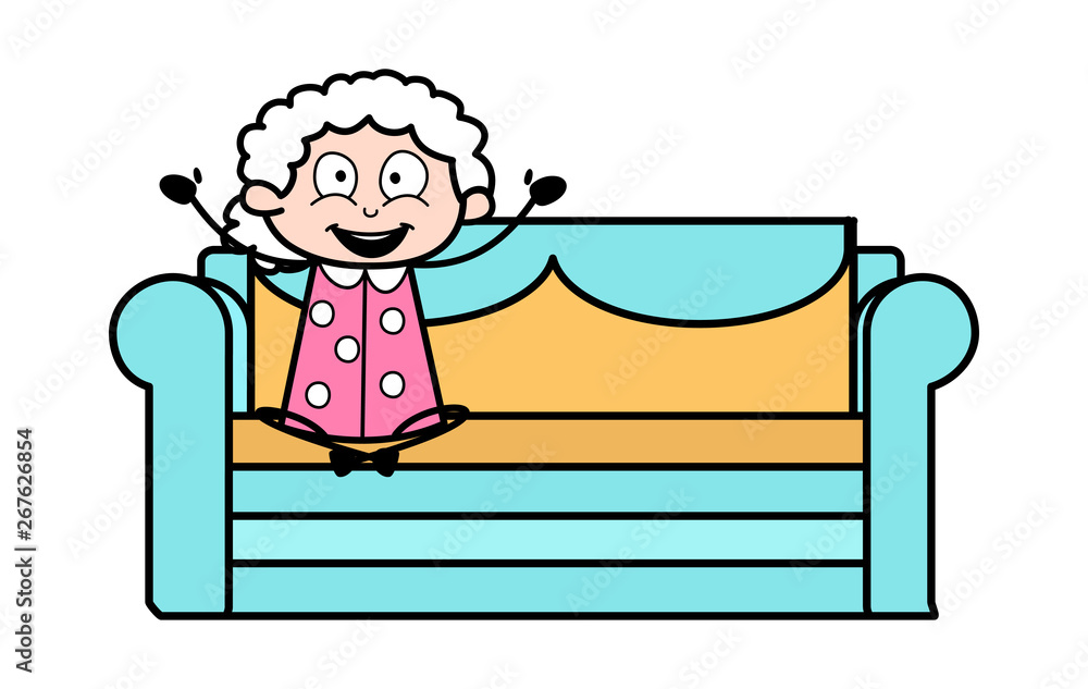 Cheer Up - Old Woman Cartoon Granny Vector Illustration Stock Vector |  Adobe Stock