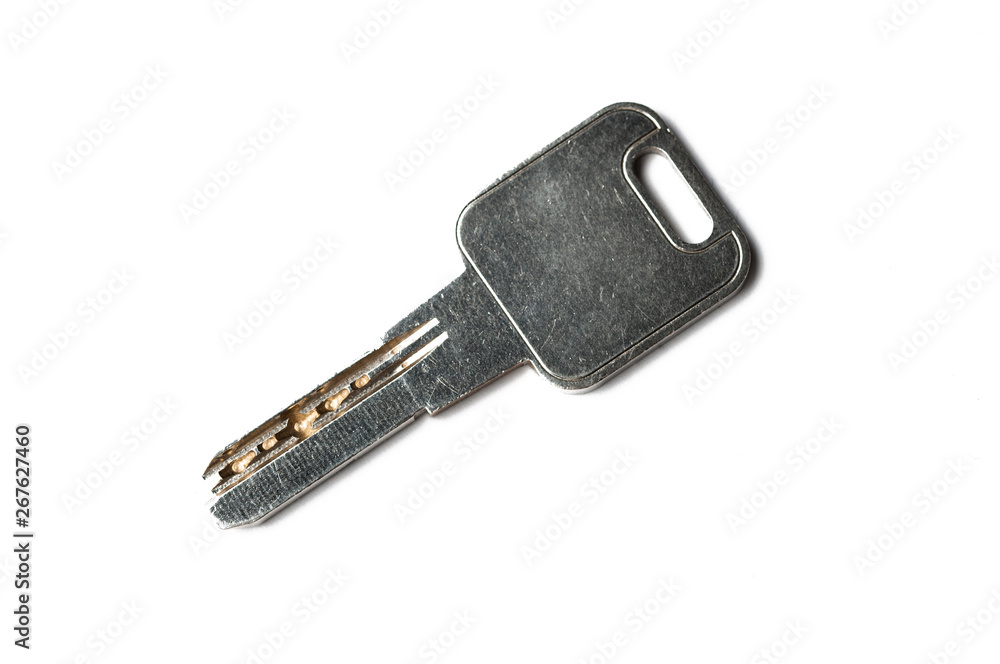 Metal silver key isolated on white background Metal silver key isolated on white background