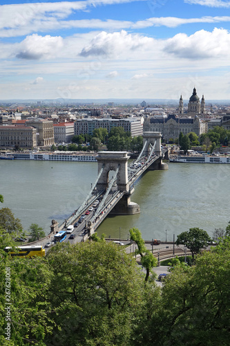 Chain Bridge over the Danube in Budapest  Hungary 